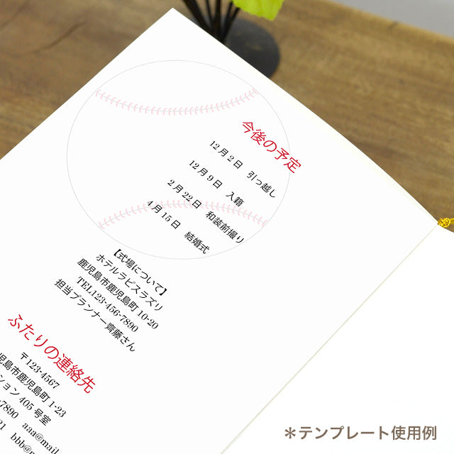 両家顔合わせしおり 野球(6部セット)