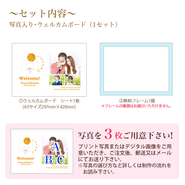写真入りウェルカムボード バスケットボール