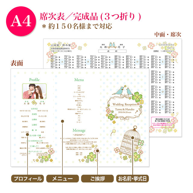 席次表 青い鳥 おまかせ完成品
