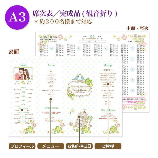 席次表 青い鳥 おまかせ完成品