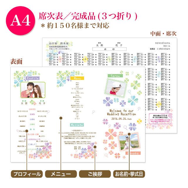 席次表 カラフルクローバー おまかせ完成品