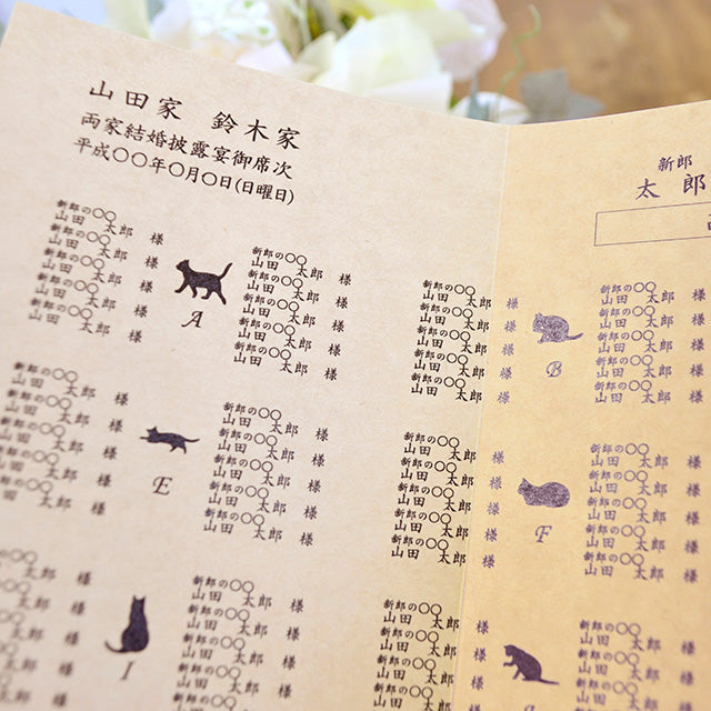 席次表 ねこ・クラフト おまかせ完成品