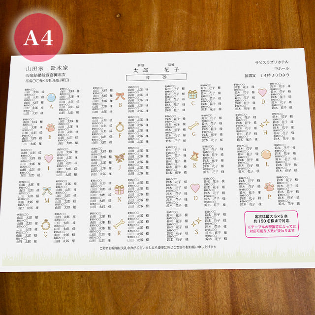 席次表 いぬ・チャペル おまかせ完成品