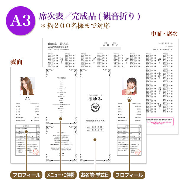 席次表 通知表 おまかせ完成品