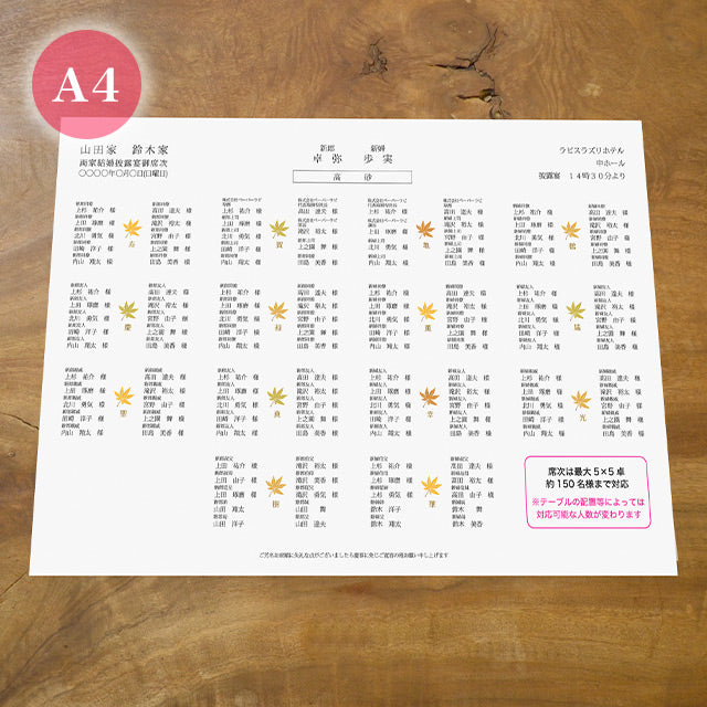 席次表 鹿 おまかせ完成品